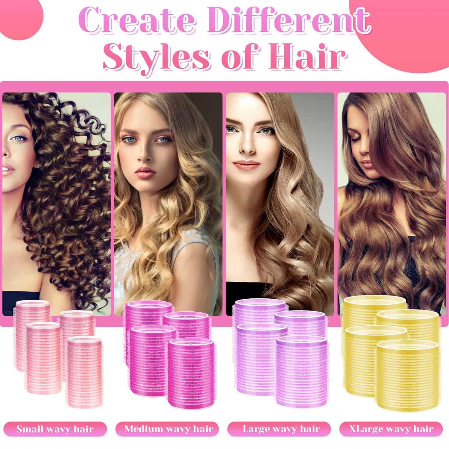 imageAnezus SelfGrip Rollers Set  60 Pcs Multicolored Curlers and Clips for HairstylingAssorted Color