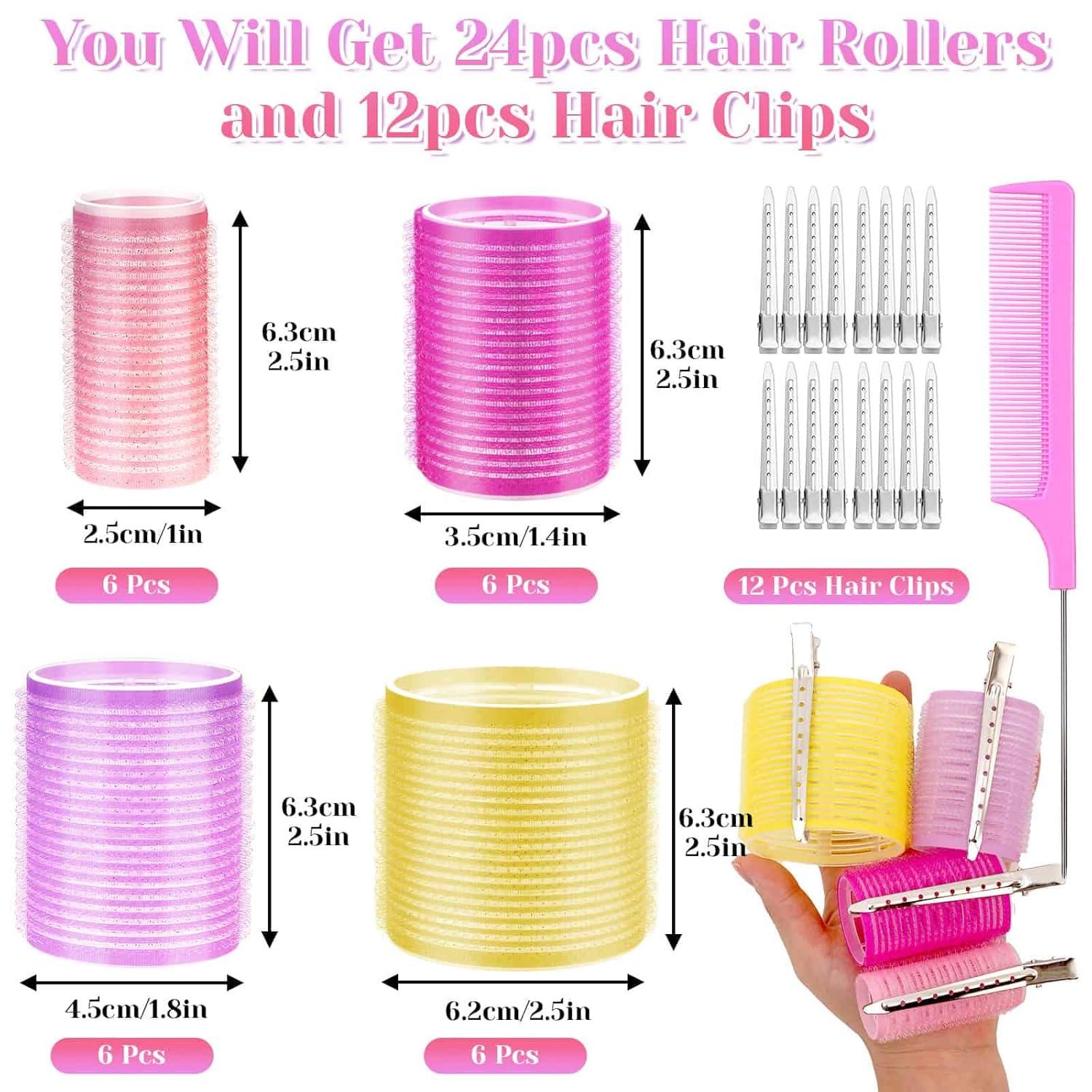 imageAnezus SelfGrip Rollers Set  60 Pcs Multicolored Curlers and Clips for HairstylingAssorted Color