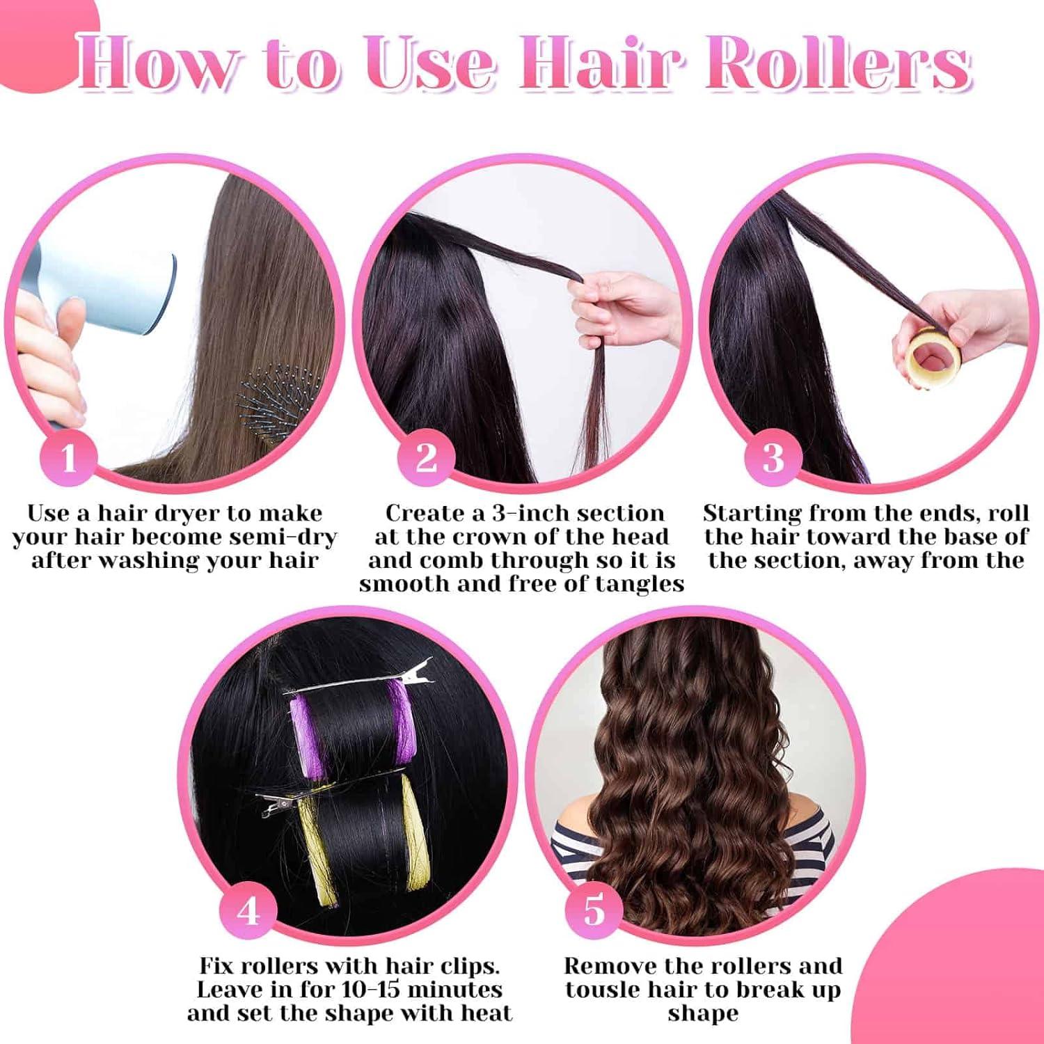 imageAnezus SelfGrip Rollers Set  60 Pcs Multicolored Curlers and Clips for HairstylingAssorted Color