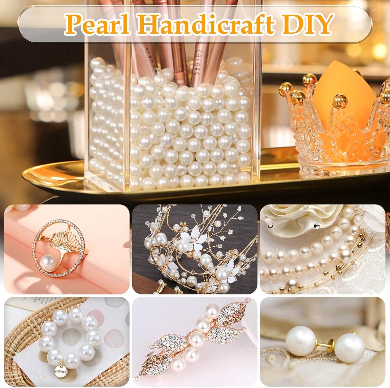 imagePearl Beads Anezus 800pcs Ivory Pearl Craft Beads Loose Pearls for Jewelry Making Crafts Decoration and Vase Filler Assorted Sizes12 MM