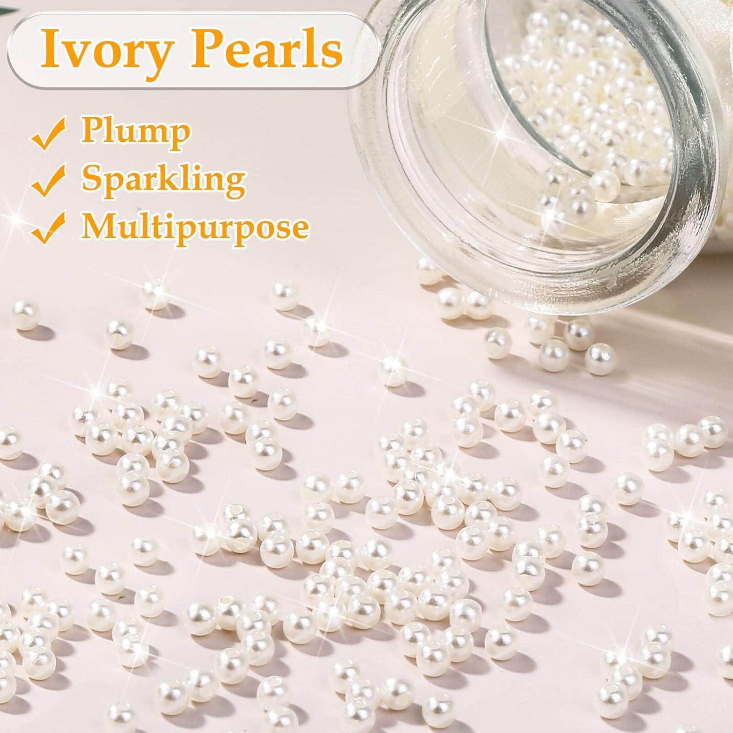 imagePearl Beads Anezus 800pcs Ivory Pearl Craft Beads Loose Pearls for Jewelry Making Crafts Decoration and Vase Filler Assorted Sizes4 MM