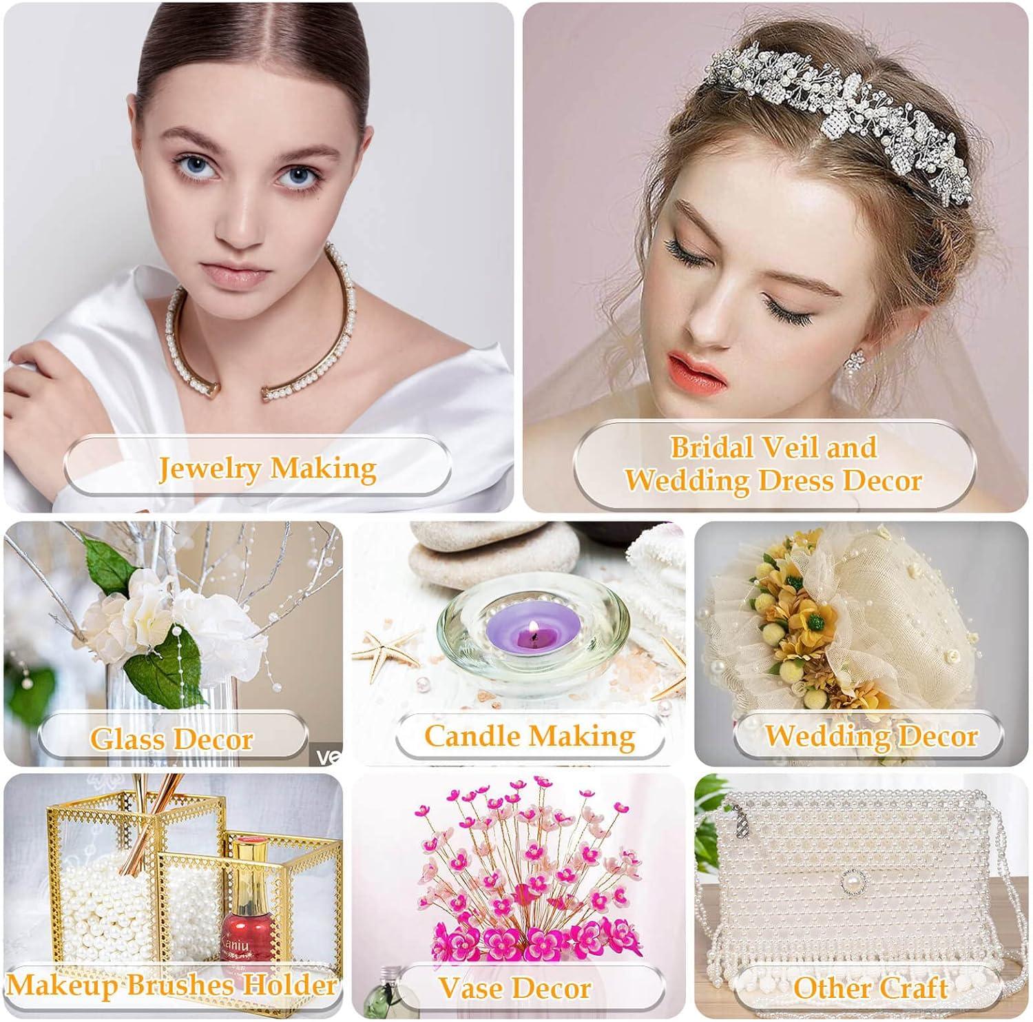 imagePearl Beads Anezus 800pcs Ivory Pearl Craft Beads Loose Pearls for Jewelry Making Crafts Decoration and Vase Filler Assorted Sizes4 MM