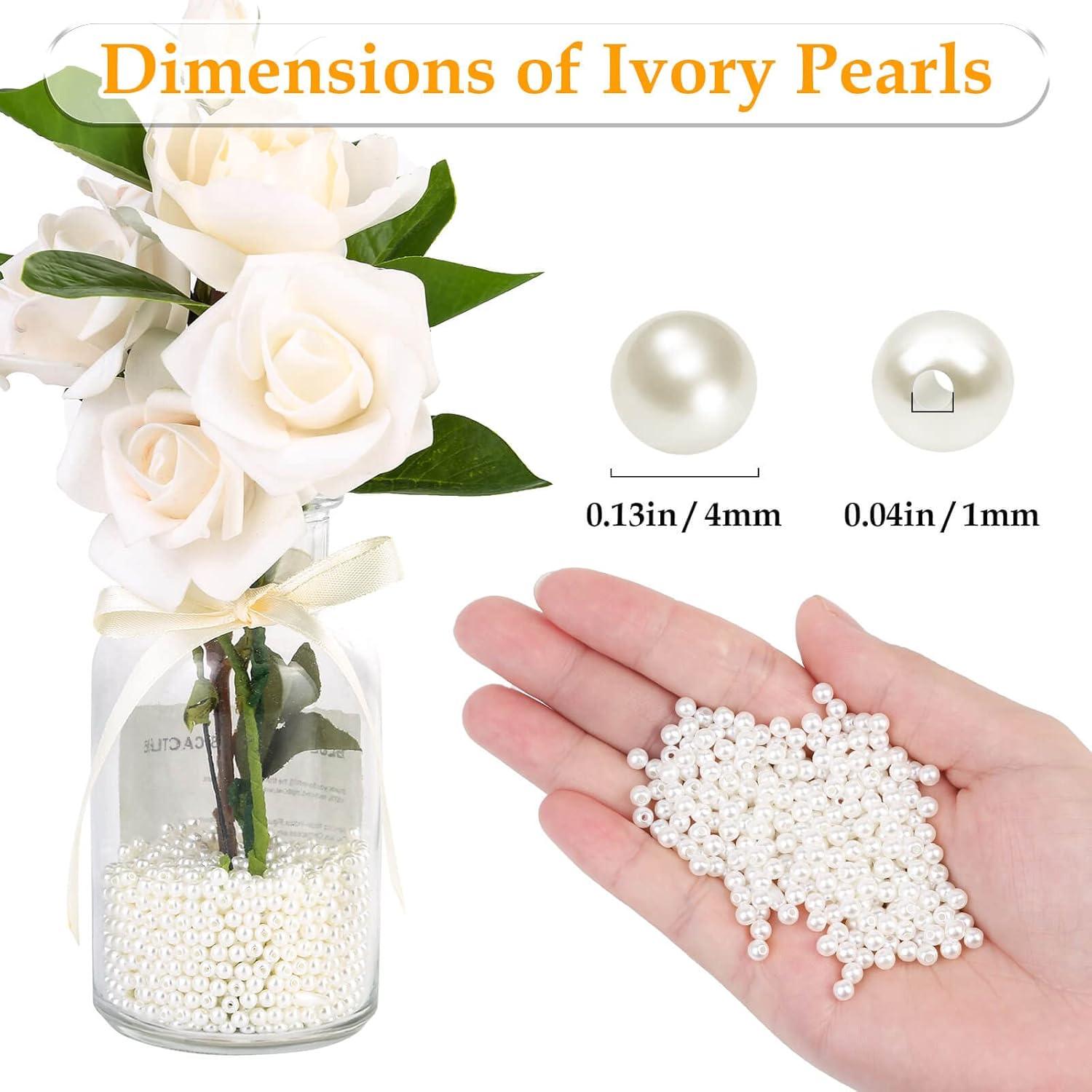 imagePearl Beads Anezus 800pcs Ivory Pearl Craft Beads Loose Pearls for Jewelry Making Crafts Decoration and Vase Filler Assorted Sizes4 MM