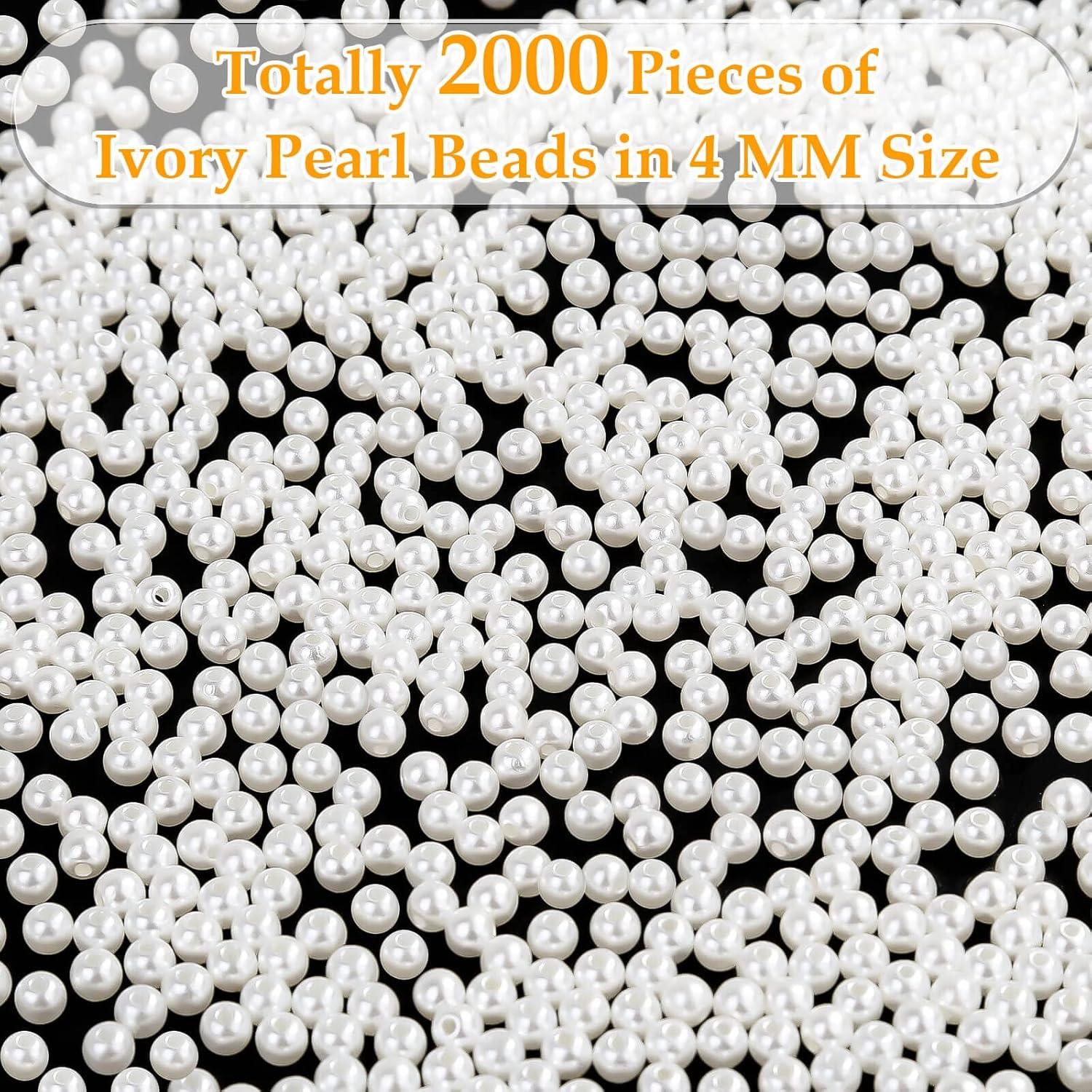 imagePearl Beads Anezus 800pcs Ivory Pearl Craft Beads Loose Pearls for Jewelry Making Crafts Decoration and Vase Filler Assorted Sizes4 MM