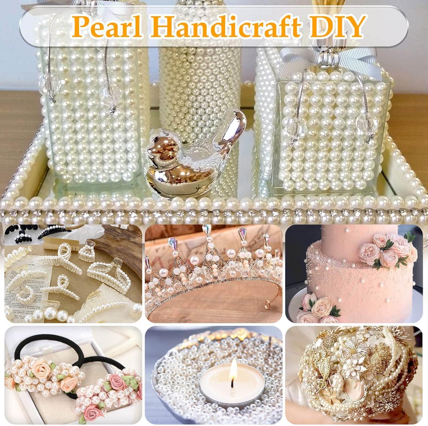 imagePearl Beads Anezus 800pcs Ivory Pearl Craft Beads Loose Pearls for Jewelry Making Crafts Decoration and Vase Filler Assorted Sizes6 MM
