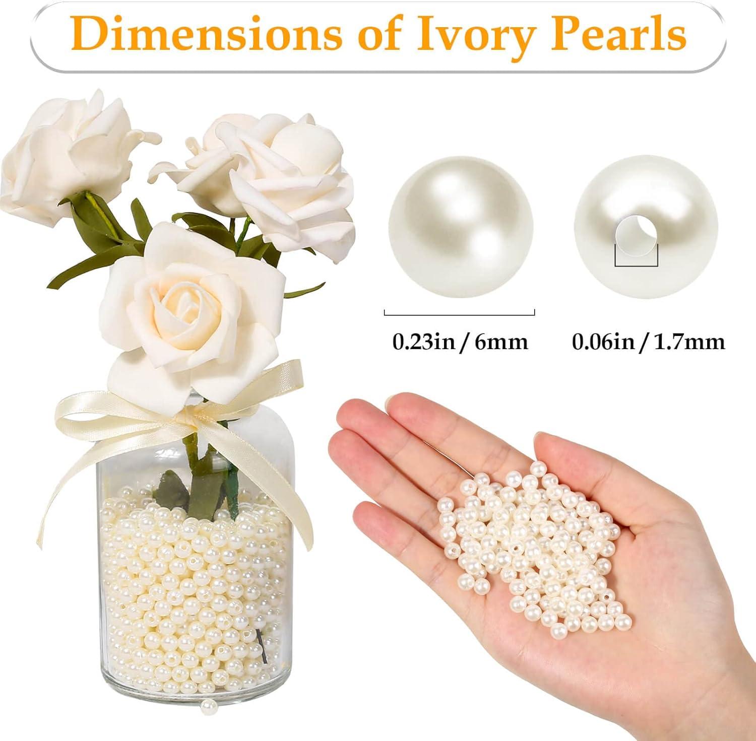 imagePearl Beads Anezus 800pcs Ivory Pearl Craft Beads Loose Pearls for Jewelry Making Crafts Decoration and Vase Filler Assorted Sizes6 MM
