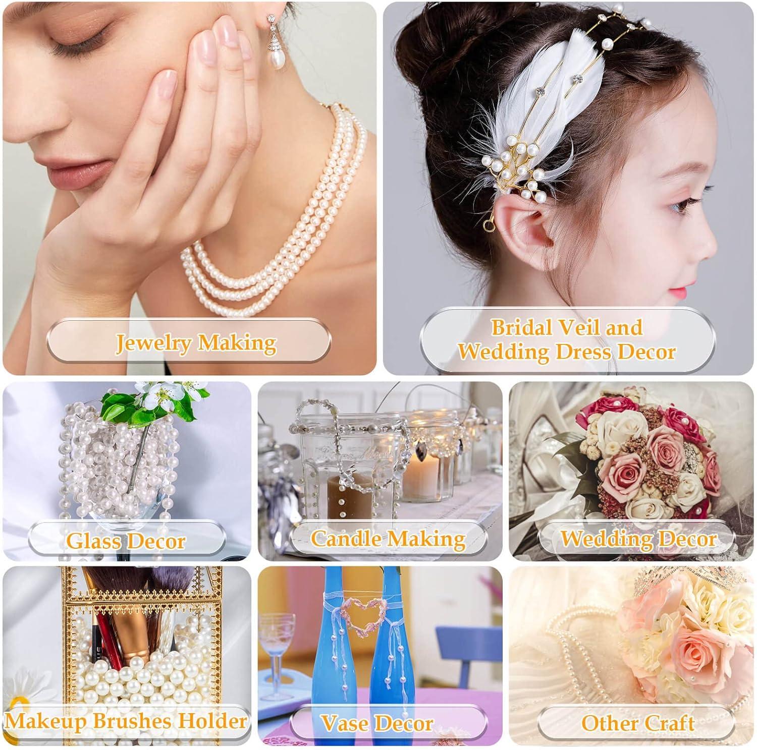 imagePearl Beads Anezus 800pcs Ivory Pearl Craft Beads Loose Pearls for Jewelry Making Crafts Decoration and Vase Filler Assorted Sizes8 MM