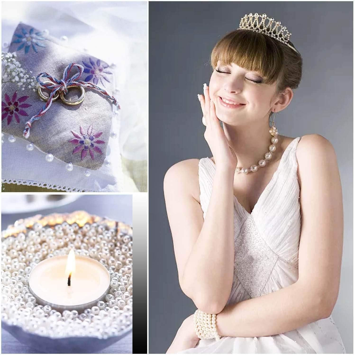 imagePearl Beads Anezus 800pcs Ivory Pearl Craft Beads Loose Pearls for Jewelry Making Crafts Decoration and Vase Filler Assorted SizesVarious Sizes