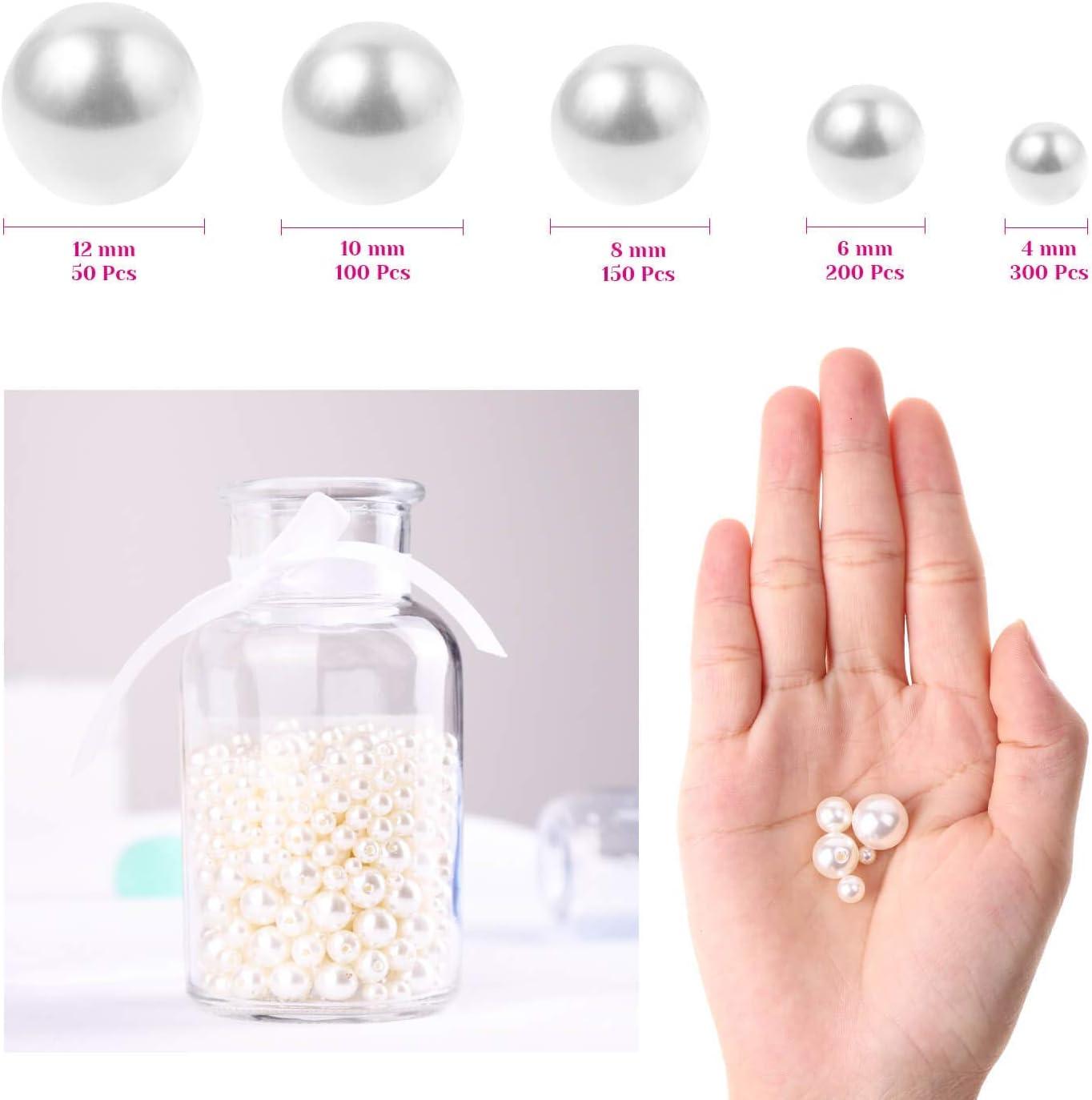 imagePearl Beads Anezus 800pcs Ivory Pearl Craft Beads Loose Pearls for Jewelry Making Crafts Decoration and Vase Filler Assorted SizesVarious Sizes