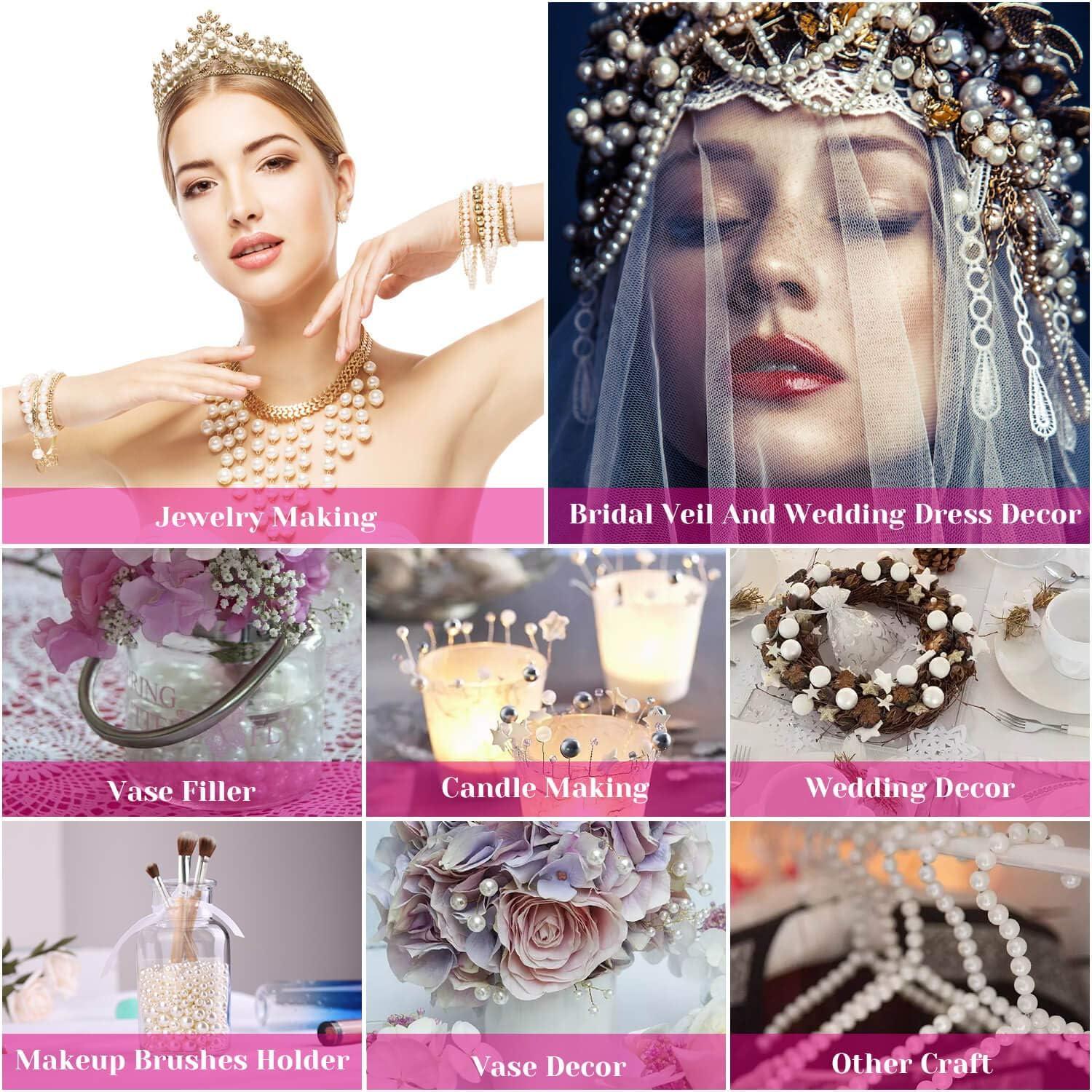 imagePearl Beads Anezus 800pcs Ivory Pearl Craft Beads Loose Pearls for Jewelry Making Crafts Decoration and Vase Filler Assorted SizesVarious Sizes