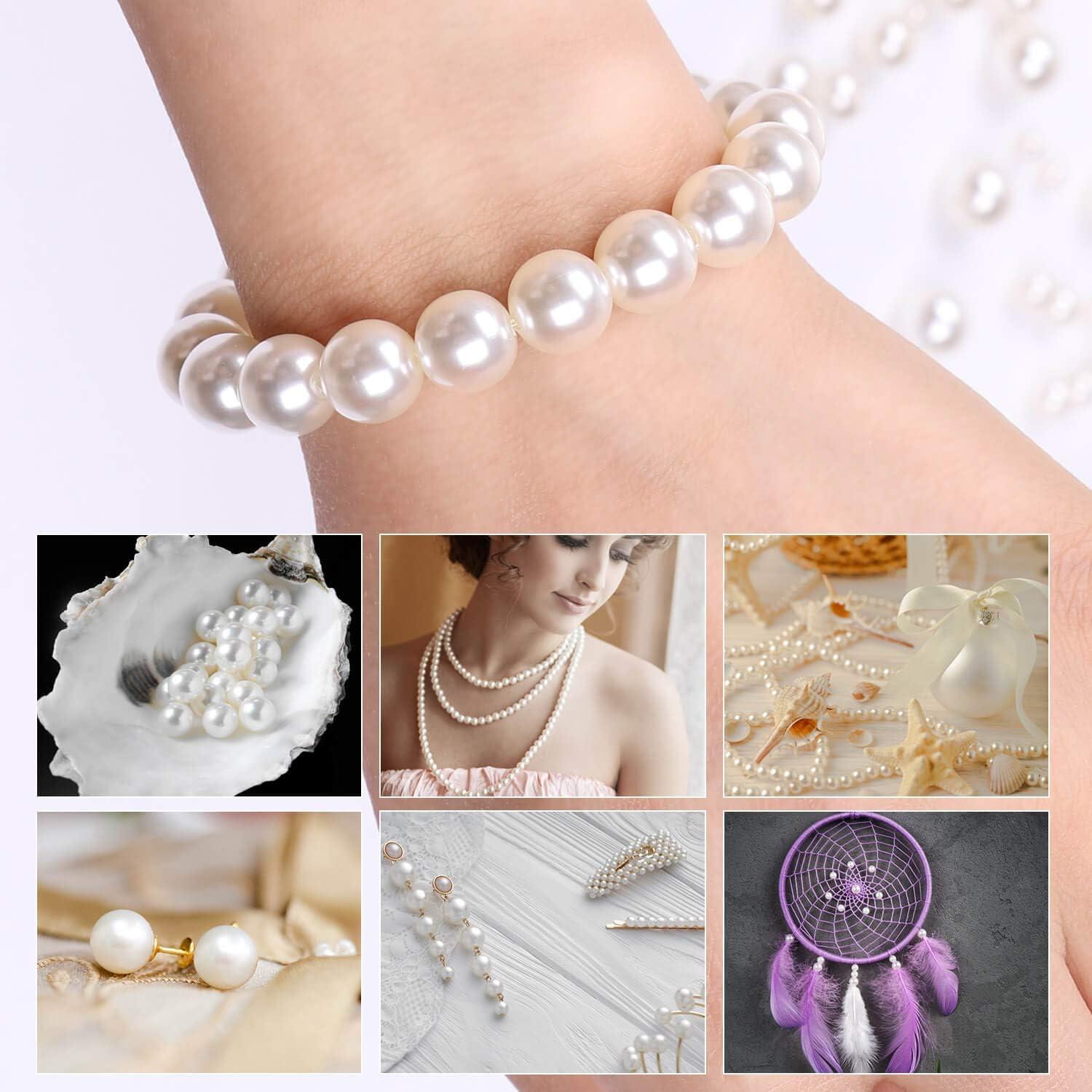 imagePearl Beads Anezus 800pcs Ivory Pearl Craft Beads Loose Pearls for Jewelry Making Crafts Decoration and Vase Filler Assorted SizesVarious Sizes