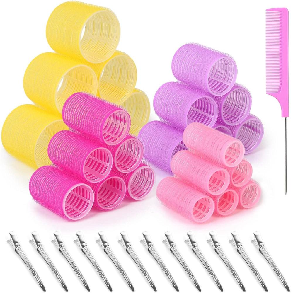 imageAnezus SelfGrip Rollers Set  60 Pcs Multicolored Curlers and Clips for HairstylingAssorted Color