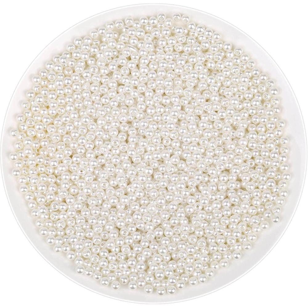 imagePearl Beads Anezus 800pcs Ivory Pearl Craft Beads Loose Pearls for Jewelry Making Crafts Decoration and Vase Filler Assorted Sizes4 MM