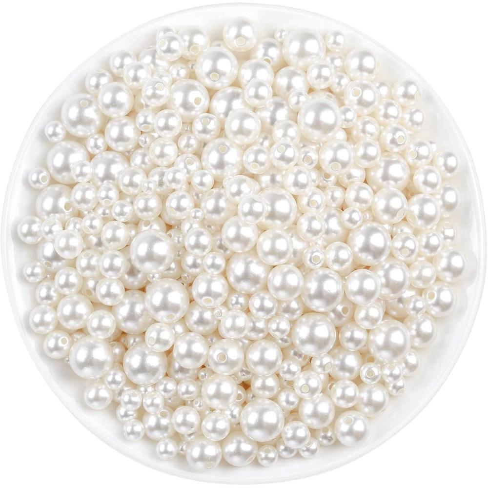 imagePearl Beads Anezus 800pcs Ivory Pearl Craft Beads Loose Pearls for Jewelry Making Crafts Decoration and Vase Filler Assorted SizesVarious Sizes