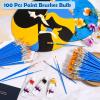 image100Pcs Small Paint Brushes Bulk Anezus Flat Top Acrylic Classroom Brush for Kids Mini Paint Brushes for Touch Up Crafts Detail PaintingMixed50Flat50Fine