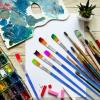 image50 Pcs Flat Paint Brushes for Touch Up Anezus Small Paint Brushes for Classroom Crafts Paint Brushes for Acrylic Painting Watercolor Canvas Face Paintingflat