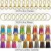imageAnezus 100Pcs Craft Tassel Set  50 Tassels 25 Lobster Clasp Keychains 25 Rings for Acrylic Keychains Gold