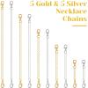 imageAnezus 10Pcs Necklace and Bracelet Extenders Silver Chain Extenders for Jewelry Making Assorted SizesSilver and Gold