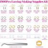 imageAnezus 1900 Pcs Earring Making Kit with Jewelry Hooks Fish Hook Earrings Backs Jump Rings for Repair Gifts