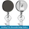 imageAnezus 2 Pack Retractable Badge Holder Badge Reels Clip Retractable Keychain Heavy Duty ID Badge Holder Retractable with Belt Clip Key Ring for Name Card Keycard
