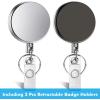 imageAnezus 2 Pack Retractable Badge Holder Retractable Keychain Heavy Duty ID Card Badge Holder Retractable Reel Clip with Key Ring Belt Clip for Name Card Keycard