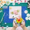 imageAnezus Craft Knife Precision Cutter and Self Healing Cutting Craft Mat Hobby Knife Set with 30 PCS Knife for Art Hobby Craft Scrapbooking StencilBblue
