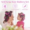 imageAnezus SelfGrip Rollers Set  60 Pcs Multicolored Curlers and Clips for HairstylingHot Pink