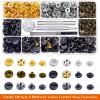 imageSnap Buttons and Leather Rivets Anezus 120 Set Leather Snap Fasteners Kit and 240 Sets Leather Rivets with Setting Tools for Leather Craft Repairs Decoration