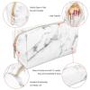 imageanezus 2Pcs Marble Cosmetic Toiletry Makeup Bag Travel Brush Storage Pouch with Gold Zipper