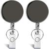 imageAnezus 2 Pack Retractable Badge Holder Badge Reels Clip Retractable Keychain Heavy Duty ID Badge Holder Retractable with Belt Clip Key Ring for Name Card Keycard