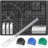imageAnezus Craft Knife Precision Cutter and Self Healing Cutting Craft Mat Hobby Knife Set with 30 PCS Knife for Art Hobby Craft Scrapbooking StencilC Black