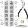 imageAnezus Jump Rings for Jewelry Making Supplies and Necklace Repair with Jump Ring Pliers and Open Jump Ring1200Pcs Silver and GoldSilver