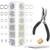 imageAnezus Jump Rings for Jewelry Making Supplies with Jump Ring Pliers 1200Pcs Dull Silver and Bright Silver