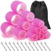 imageAnezus SelfGrip Rollers Set  60 Pcs Multicolored Curlers and Clips for HairstylingHot Pink