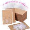 imageEarring Cards Anezus 100 Pcs Earring Display Cards Earring Holder Cards with 200 Earring Backs and 100 Self Sealing Bags for Earrings Necklace Jewelry Display Kraft Color 35x24 InchesBrown