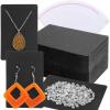 imageEarring Cards Anezus 100 Pcs Earring Display Cards Earring Holder Cards with 200 Earring Backs and 100 Self Sealing Bags for Earrings Necklace Jewelry Display Kraft Color 35x24 InchesBlack