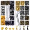 imageSnap Buttons and Leather Rivets Anezus 120 Set Leather Snap Fasteners Kit and 240 Sets Leather Rivets with Setting Tools for Leather Craft Repairs Decoration