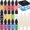 imageanezus 15 Colors Epoxy Resin Color Pigment Resin Pigment Liquid Resin Ink Epoxy UV Resin Dye Resin Colorant for Epoxy Resin Jewelry Making Supplies