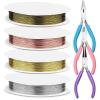 imageanezus 7 Pcs Jewelry Pliers and Jewelry Beading Wire Tools Set Includes Needle Nose Pliers Round Nose Pliers Wire Cutters and Craft Wire for Jewelry Repair Making Supplies