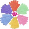 imageanezus Exfoliating Gloves 6 Pairs Shower Scrub Gloves Bath Loofah Glove Exfoliating for Women to Remove Dead Skin for Body Exfoliate 6 Colors