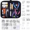 imageanezus Jewelry Making Tools Kit Jewelry Making Supplies Wire Wrapping Kit with Beading Needles Jewelry Pliers Elastic String and Earring Findings for Jewelry Necklace Repair