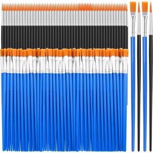 image100Pcs Small Paint Brushes Bulk Anezus Flat Top Acrylic Classroom Brush for Kids Mini Paint Brushes for Touch Up Crafts Detail PaintingMixed100Flat100Fine