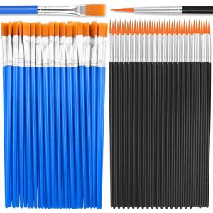 image100Pcs Small Paint Brushes Bulk Anezus Flat Top Acrylic Classroom Brush for Kids Mini Paint Brushes for Touch Up Crafts Detail PaintingMixed35Flat35Fine