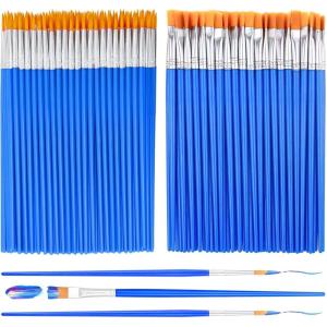 image100Pcs Small Paint Brushes Bulk Anezus Flat Top Acrylic Classroom Brush for Kids Mini Paint Brushes for Touch Up Crafts Detail PaintingMixed50Flat50Fine