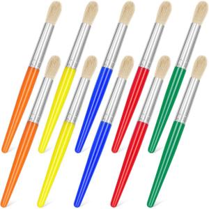 image10Pcs Paint Brushes for Kids Anezus Children Paint Brushes Toddler Large Chubby Kids Paint Brush Set for Preschool Daycare Classroom Washable Paint Acrylic PaintRound