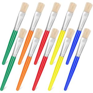 image10Pcs Paint Brushes for Kids Anezus Children Paint Brushes Toddler Large Chubby Kids Paint Brush Set for Preschool Daycare Classroom Washable Paint Acrylic PaintFlat