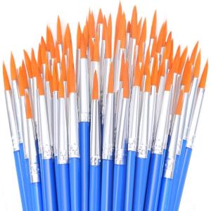 image50 Pcs Flat Paint Brushes for Touch Up Anezus Small Paint Brushes for Classroom Crafts Paint Brushes for Acrylic Painting Watercolor Canvas Face Paintinground