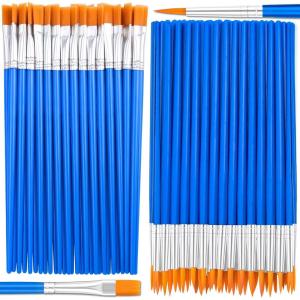 image50 Pcs Flat Paint Brushes for Touch Up Anezus Small Paint Brushes for Classroom Crafts Paint Brushes for Acrylic Painting Watercolor Canvas Face Paintingflat and round