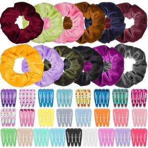 imageAnezus 100 Pcs Hair Clips Snap Hair Barrettes with 12 Pcs Velvet Scrunchies for Women Girls Hair Accessories