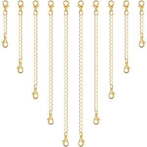 imageAnezus 10Pcs Necklace and Bracelet Extenders Silver Chain Extenders for Jewelry Making Assorted SizesGold